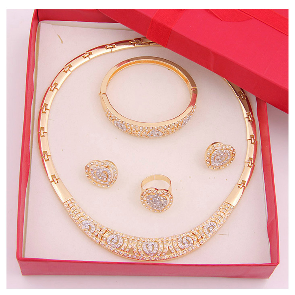 2016 Cheap Luxury Fashion necklace ring bracelet set 18k Gold Silver