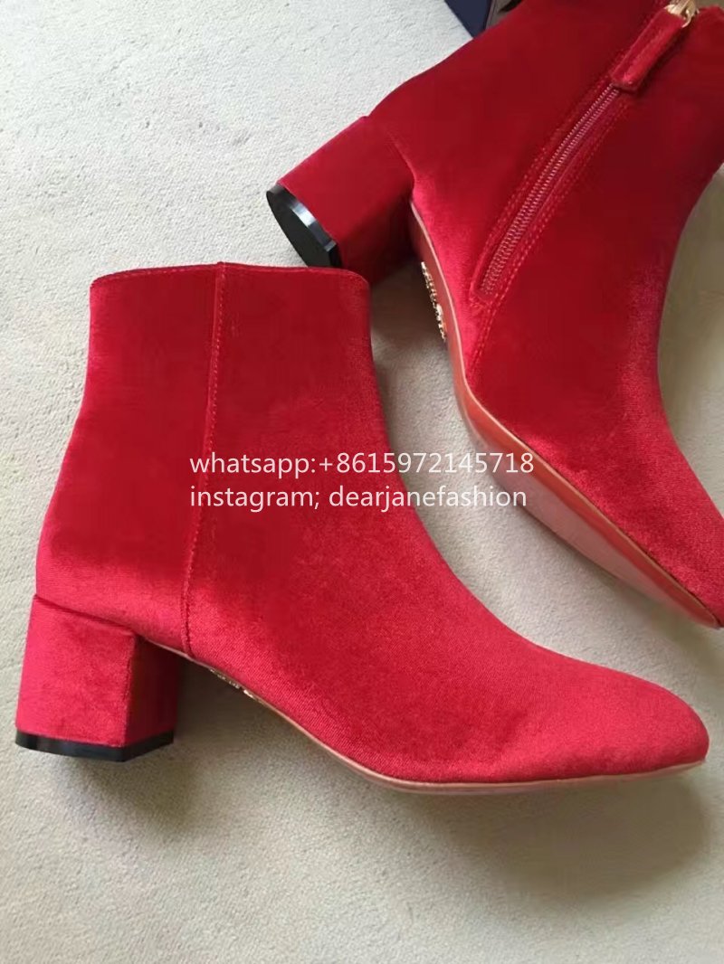 red low heel ankle boots