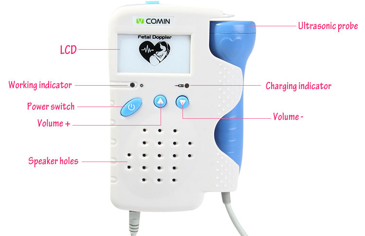 VCOMIN Fetal Doppler FD-200A Fetal Heart Rate Detection Device for Home Office Supplies