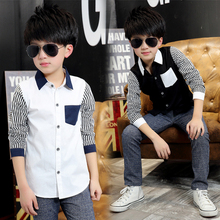 2016 Spring Kids Boys Shirts Long Sleeve Cotton Boy Shirt Casual Plaid Boys Blouses For 10 years Children Clothing Kids Clothes