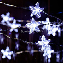LED 30 Star Fairy Lights Battery Operated on 10ft Long Silver Color Copper Wire String Lights for Outdoor Indoor Xmas Party use