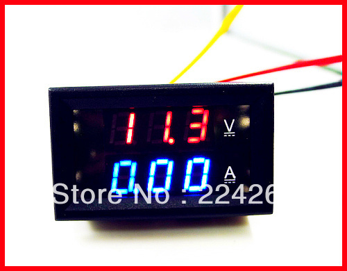 30pcs/lot,YB27VA 2-in-1 Volt/Amp Meter Digital Ampere Voltmeter Ammeter,Red/Blue LED Dual Color Display