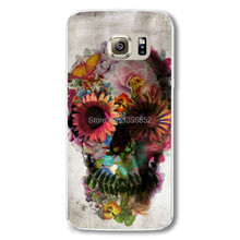 Cover for Samsung Galaxy S6 G9200 Hard Plastic Back Phone Skin Skull Flowers Colored Painted Pattern