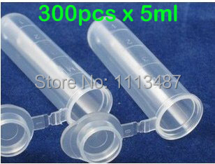Free shipping 300pcs 5ml Plastic Centrifuge Tubes Centrifugal Tubes Test Tube