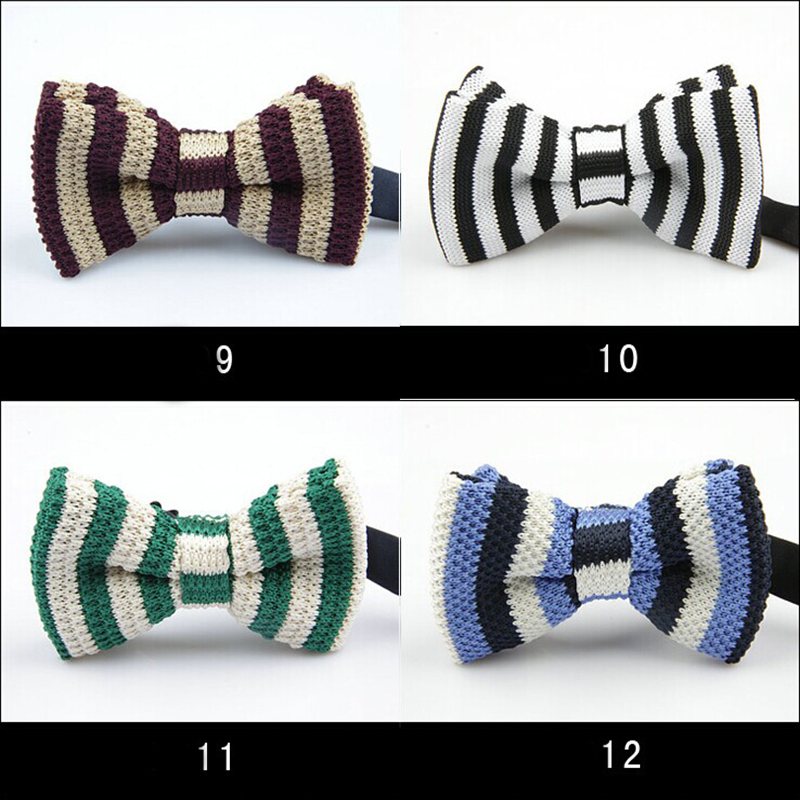2014 New Men s Double deck Knitted Bow Tie Male Wedding Bowties Many Styles Pattern Butterfly