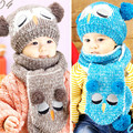 Cute Owl Unisex Baby Boys Girls Knit Hats Scarfs Sets Kids Knitted Beanie Crochet Caps Baby