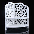 1Pcs White Wood Carving Bathroom Shelf Baroque Small Corner Bath Den Office Desktop Finishing Storage Rack