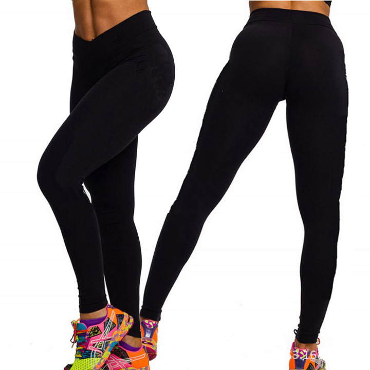 European and American fashion show thin v shaped tall waist exercise height pants sweatpants