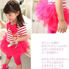 Hot Sale Kid Girl Stripe Bow Top T shirt Tutu Skirt Leggings Culottes 2pcs Outfit Sets