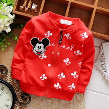 2016 Spring Autumn Long Sleeved Cartoon Mouse Letter Girls Boys Jackets Cardigan Baby Infant Children Kids