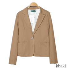 Fashion Women Jacket Suit Foldable Long Sleeves Lapel Coat Lined With Striped Single Button Vogue Jackets