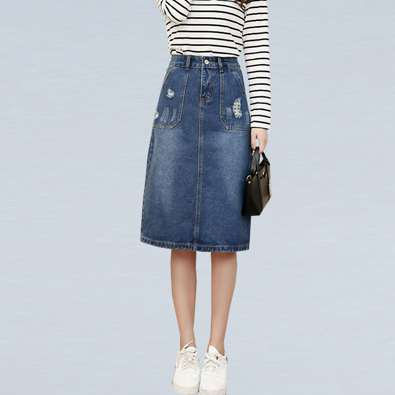 Cheap Jean Skirts Knee Length | Jill Dress
