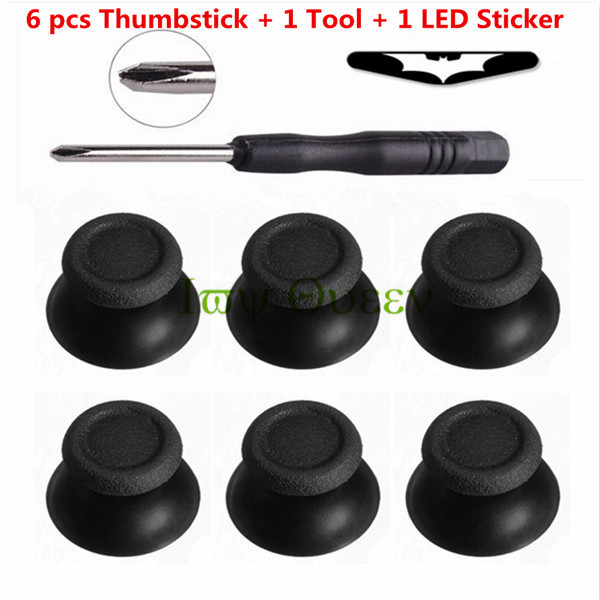 6 pcs Black analog joystick stick Tool LED Sticker for Sony Playstation ps4 Controller analogue Thumbsticks