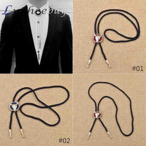 Retro Indian Western Cowboy Cow Bolo Tie Rodeo Dance Necktie Bola Tie