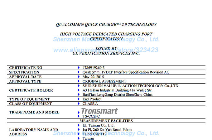 Tronsmart TS-CC2PC Car Charger Qualcomm Quick Charge 2.0 certification 3