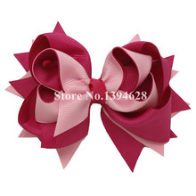 Free Shipping $1/1PCS Baby Girls Boutique Bows 3 Layer Solid Pink Over Pinks Ribbon Toddler Bows With 6cm Clips Hair Accessories