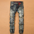 Mens Denim Jeans 2016 New Fashion Slim Fit Mens Stretch Pants Vintage Motor Biker Cotton America