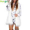 Women Autumn Winter Faxu Fur Warm Solid Sleeveless Coat Lady Female Elegant Style Parka Outwear Overcoat