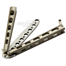 Enhanced Butterfly Practice Training Knife Dull No Blade Tools Black Silver Color Primary Exercise Knifes Free