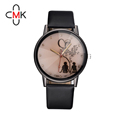 High Quality Personalized Fashion Romantic Couple Watches Imitation Leather Black and White Cutting Surface Quartz Watch
