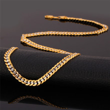 Two Tone Men Gold Necklace with 18K Stamp Real Gold platinum Plated wholesale Curb Chain Necklace