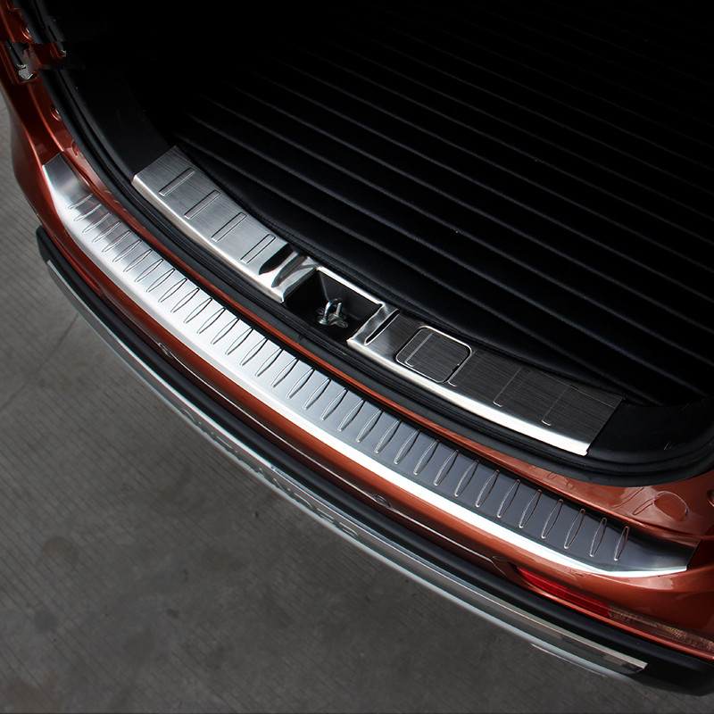 High Quality Black titanium Rear Trunk Bumper Protector Guard scuff Plate TRIM 2pcs for Mitsubishi Outlander