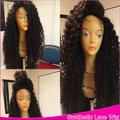 Black Wig Synthetic Lace Front Wig Glueless With Baby Hair Kinky Curly Wig Heat Resistant Fiber