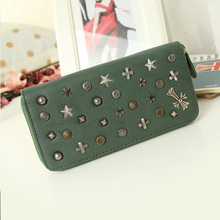 European Punk Style Wallet for Women pu Leather Women Wallets Large Zipper Long Wallet Women Phone Poucht Purses carte