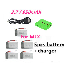 HOT 3.7V 850mah 20C battery with 5 in 1 Charger for mjx Mini RC Quadcopter Drone 5pcs