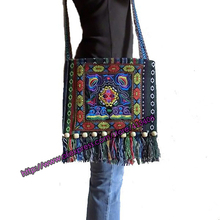 Vintage Hmong Tribal Ethnic Thai Indian Boho shoulder bag message bag linen handmade embroidery Tapestry SYS