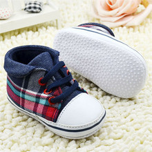 Cute Toddler Baby Boy Plaid Lace Up Soft Sole Shoes Infant Prewalker First Walkers Hot Selling