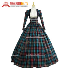 Victorian Civil War 3-pc Classic Tartan Period Dress Ball Gown Reenactment Theatre Clothing