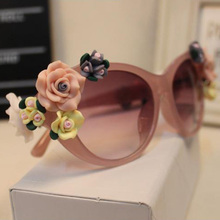 Fashion Oversized Women s Girls Sunglasses Retro Decor Floral Flower UV Glasses