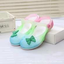 2015 New Trench Girls Sandals for Summer Gradient Colors Children Antiskid Sandal Princess Kids Plain Bow