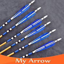 30 Inch 6pcs Wooden Archery Arrows Traditional Wooden Arrows For Compound Bow 80cm Archery Wooden Arrows