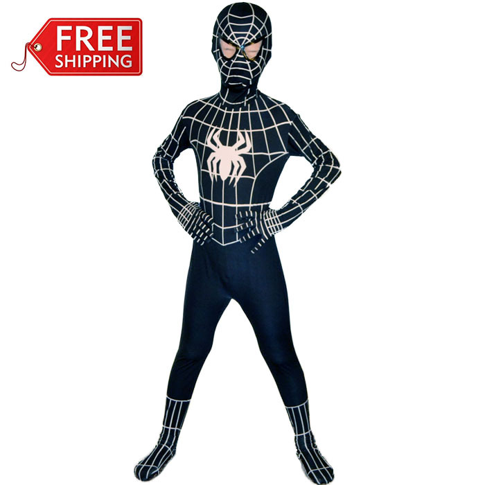 black spiderman costume kids Halloween costumes for kids Children superHero spider_man Cosplay zentai Full bodysuit Custom