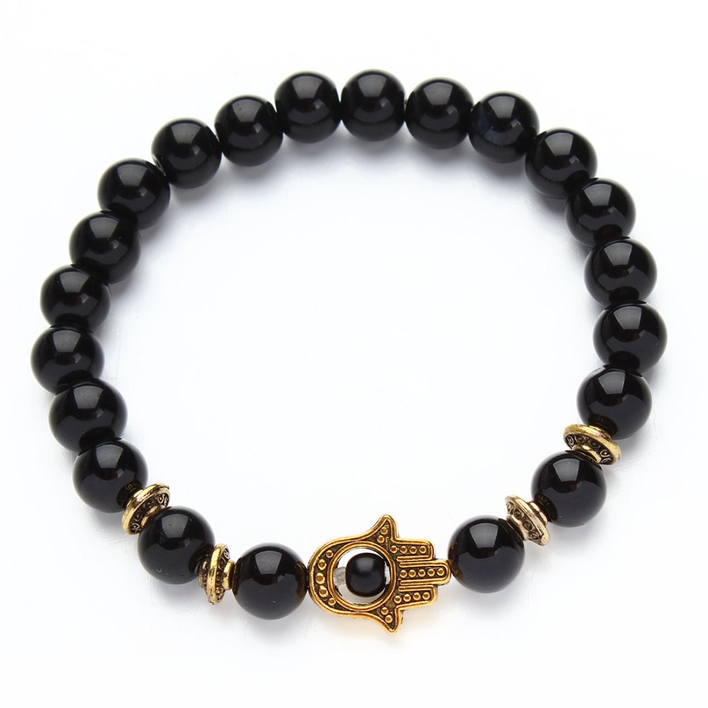 2015 Black Lava Natural Stone Love Bracelets Bangles Friendship Evil Eye Agate Stone Beads Bracelets For