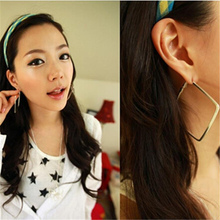 2016 New hot sale Exaggerated Personality Fashion Punk silver plated Metal Big Square Earrings Jewelry accessories Wholesale