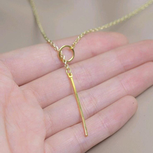 Romantic woman hot fashion accessory gold plated metal chain necklace bar circle lasso long strip pendant