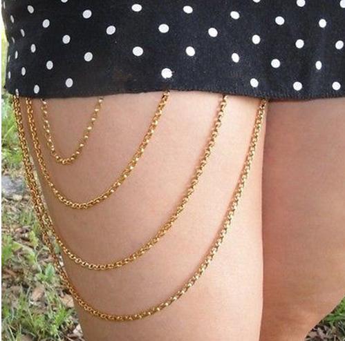Personality handmade fashion sexy leg chains clothing accessories 4 layer chain tassel thigh chain body chains