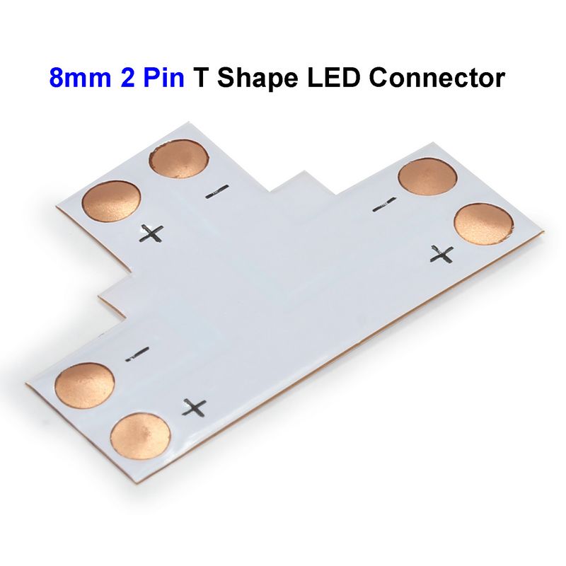 ( 1000 pcs/lot ) 8mm 2 Pin 3528 LED Strip Connector Adapter T Shape For SMD 3528 3014 Single Color LED Strip Lights No Soldering