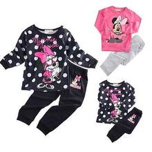 Spring Autumn baby girls Sport clothing set 2pcs suit t shirt pants kids minnies mouse clothes sets 2016 New Free Shipping