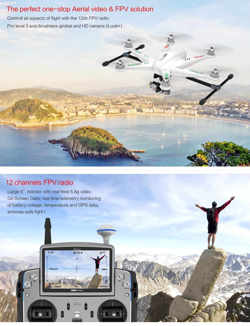 dji phantom 2 vision plus pk Walkera TALI H500 Perfect one-stop FPV Drone RTF Hexrcopter with G-3D Gimbal iLook+ Camera IMAX B6 Charger Transmitter