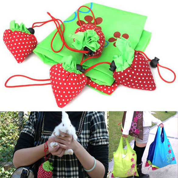 Fashionable Waterproof Polyester Shopping Bag Strawberry Reusable Foldable Tote Bag ME3L