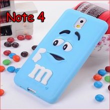 For Samsung Galaxy Note4 Mobile Phone Accessory 3D Colorful M&M Chocolate Rainbow Bean Cell Phone Cases for Samsung Galaxy Note4