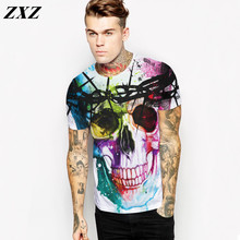 2016 New Arrive Men 3d Hairy Chest/Skull T-Shirt Fashipn Clothing Funny Sport tops Hipster Summer Style tees t shirt Plus Size
