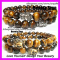 free ship 20pcs of Men s Beaded Stretch Yoga Mala Bracelet Faceted Tiger Eye bead with