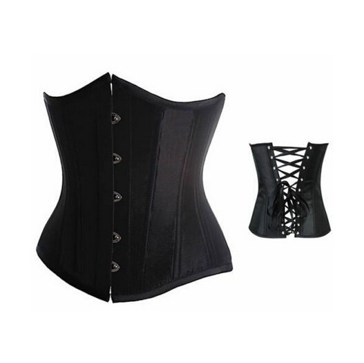 Free-Shipping-Sexy-Women-Gothic-Basque-Black-Corset-Lace-up-Boned-waist-training-Underbust-bustier-shaperwear