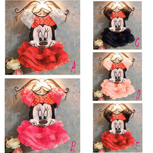 2015 Summer New children Girl’s skirt 2PC Sets Suit Minnie Mouse kids Clothing set princess girls clothes T shirt + skirt