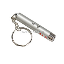 Mini 2in1 Laser Torch Flashlight Portable LED Light Torch Keychain Silver  High Quality